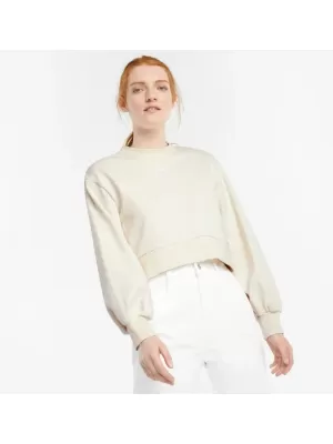 Dámska crop top mikina PUMA CLASSICS PUFF SLEEVE CREW 531616-73 SLONOVINOVÁ ŽIARA