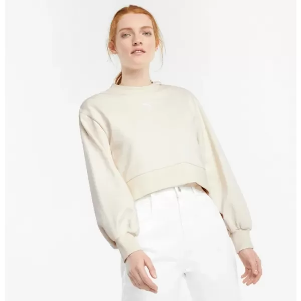  Dámska crop top mikina PUMA CLASSICS PUFF SLEEVE CREW 531616-73 SLONOVINOVÁ ŽIARA 