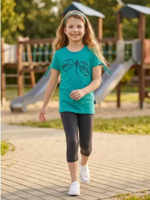 Dievčenské tričko s krátkym rukávom SAM 73 RAELYN GT 567 TYRKYSOVÁ