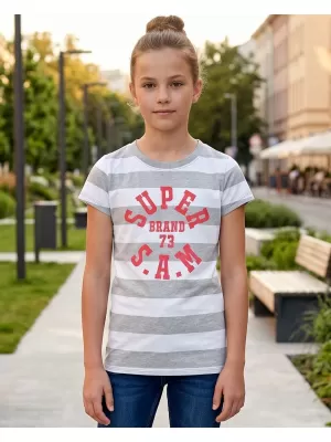 Dievčenské tričko s krátkym rukávom SAM 73 SIOBHAN GT 561 SVETLO šedá