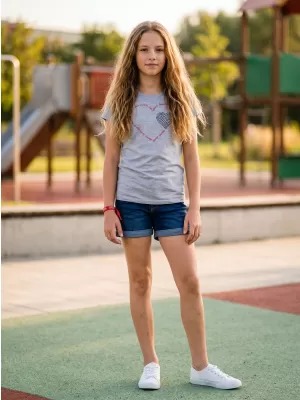 Dievčenské tričko s krátkym rukávom SAM 73 ALAINA GT 564 SVETLO šedá