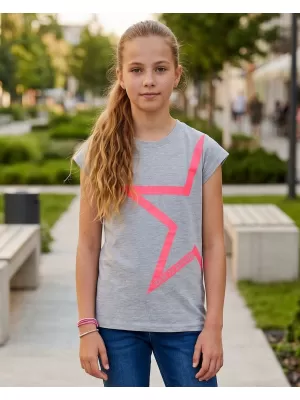 Dievčenské tričko s krátkym rukávom SAM 73 KATHERINE GT 559 SVETLO šedá