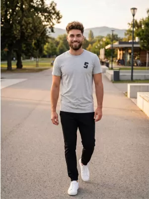 Pánske tričko s krátkym rukávom SAM 73 DOUGALL MT 801 SVETLO šedá