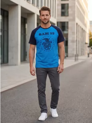 Pánske tričko s krátkym rukávom SAM 73 JORDAN MT 805 JASNE MODRÁ