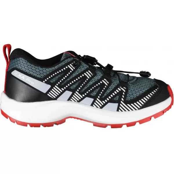  Detská obuv SALOMON XA PRO V8 J L41613700 ŠEDÁ/MODRÁ/ČERVENÁ 