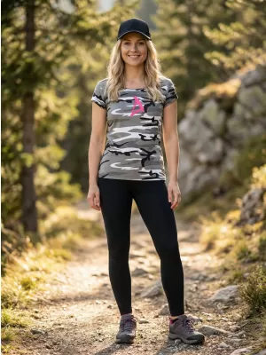 Dámske tričko ALTISPORT ALW002C122 CAMO GREY/RUŽOVÁ
