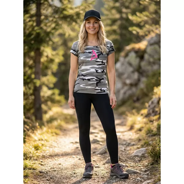  Dámske tričko ALTISPORT ALW002C122 CAMO GREY/RUŽOVÁ 