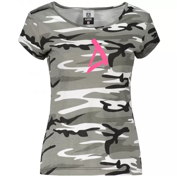  Dámske tričko ALTISPORT ALW002C122 CAMO GREY/RUŽOVÁ 