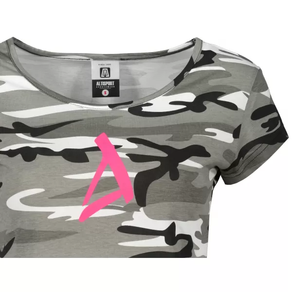  Dámske tričko ALTISPORT ALW002C122 CAMO GREY/RUŽOVÁ 