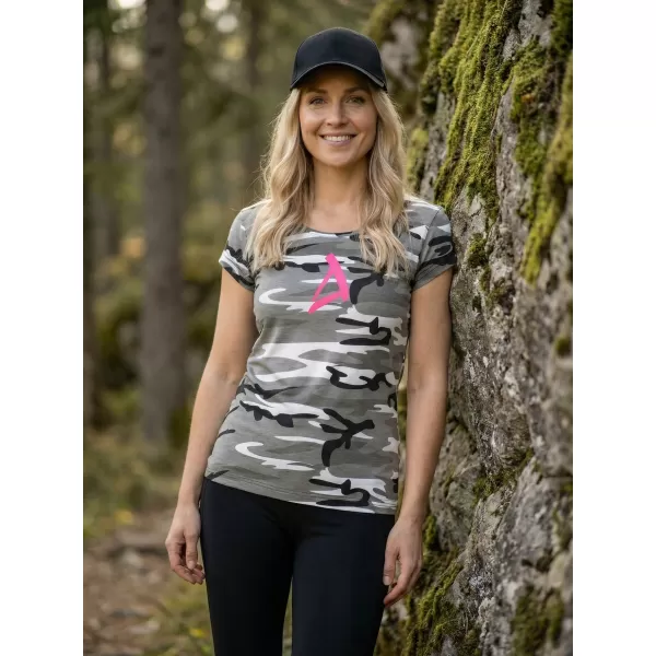  Dámske tričko ALTISPORT ALW002C122 CAMO GREY/RUŽOVÁ 