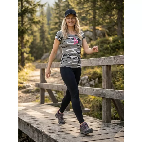  Dámske tričko ALTISPORT ALW002C122 CAMO GREY/RUŽOVÁ 