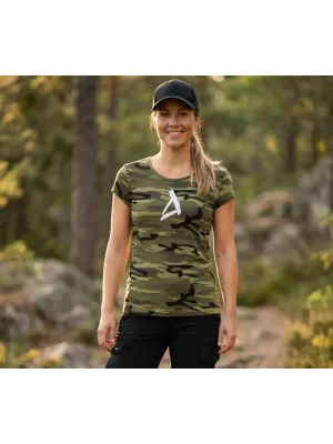 Dámske tričko ALTISPORT ALW002C122 CAMO GREEN/BIELA