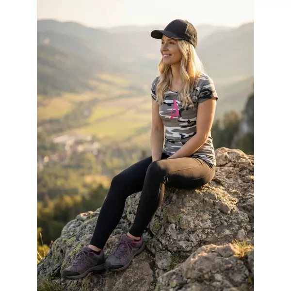  Dámske tričko ALTISPORT ALW002C122 CAMO GREY/RUŽOVÁ 