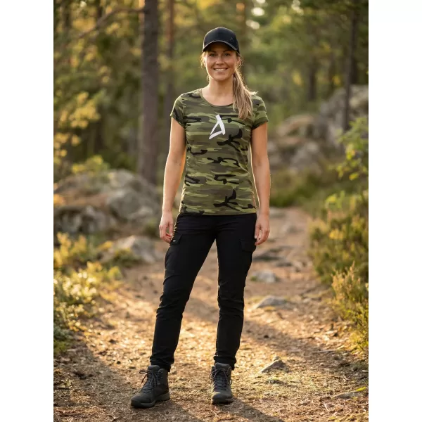  Dámske tričko ALTISPORT ALW002C122 CAMO GREEN/BIELA 