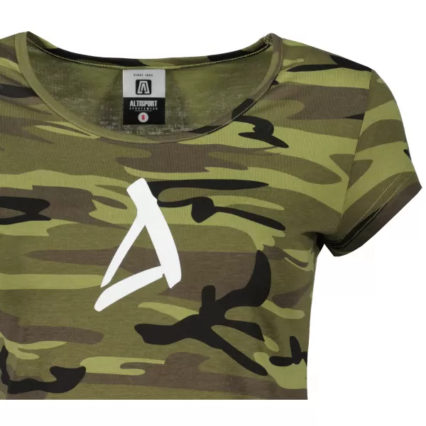  Dámske tričko ALTISPORT ALW002C122 CAMO GREEN/BIELA 