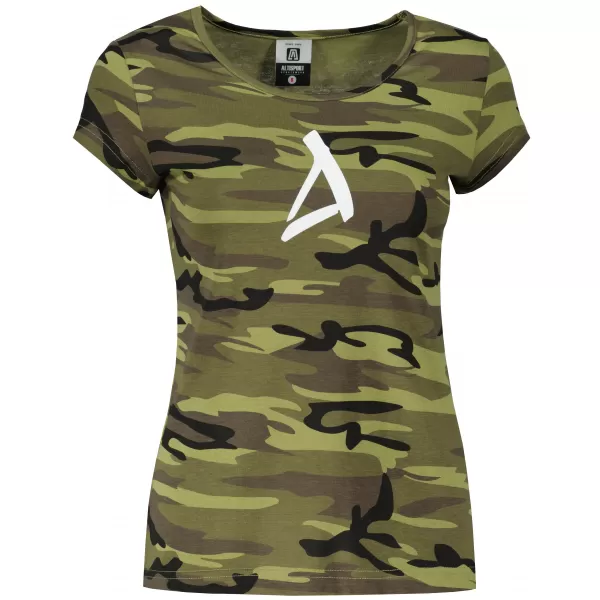  Dámske tričko ALTISPORT ALW002C122 CAMO GREEN/BIELA 