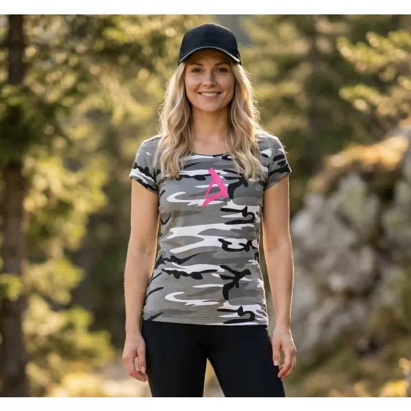  Dámske tričko ALTISPORT ALW002C122 CAMO GREY/RUŽOVÁ 