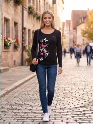 Dámske tričko s dlhým rukávom ALTISPORT CARRYOVER ALW134169 ČIERNA RUŽOVÁ