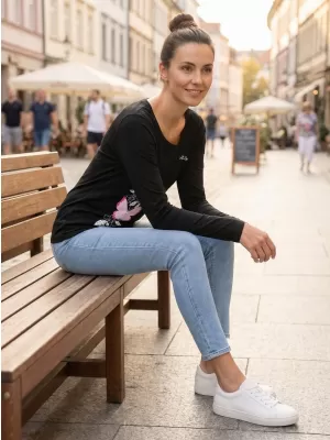 Dámske tričko s dlhým rukávom ALTISPORT CARRYOVER ALW137169 ČIERNA RUŽOVÁ