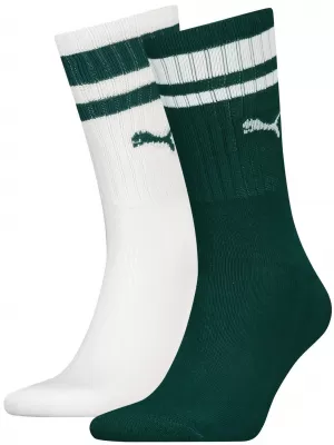 Ponožky PUMA CREW HERITAGE STRIPE 2P 907944-07 GREEN
