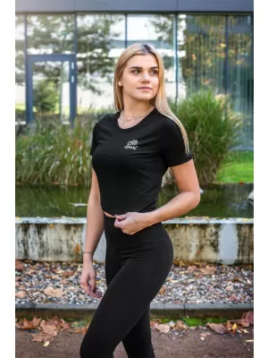 Dámske tričko s crop topom ALTISPORT BYB/ALW056BY042 ČIERNOBIELY