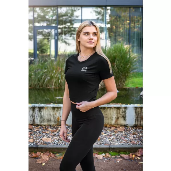  Dámske tričko s crop topom ALTISPORT BYB/ALW056BY042 ČIERNOBIELY 