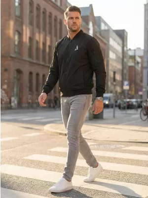 Pánska bomber bunda ALTISPORT BYB/ALM002BY045 ČIERNOBIELY