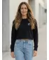 Dámska crop top mikina ALTISPORT BYB/ALW056BY131 ČIERNOBIELA