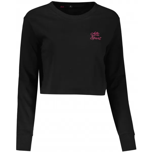  Dámska crop top mikina ALTISPORT BYB/ALW056BY131 ČERNORUŽOVÁ 