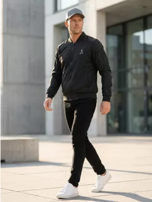Pánska bomber bunda ALTISPORT BYB/ALM002BY045 ČIERNA A STRIEBORNÁ