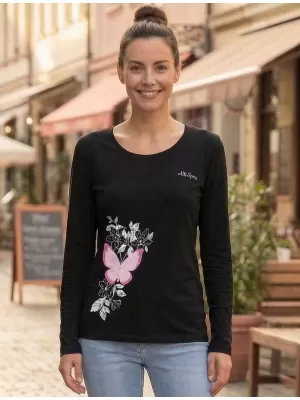 Dámske tričko s dlhým rukávom ALTISPORT CARRYOVER ALW137169 ČIERNA RUŽOVÁ