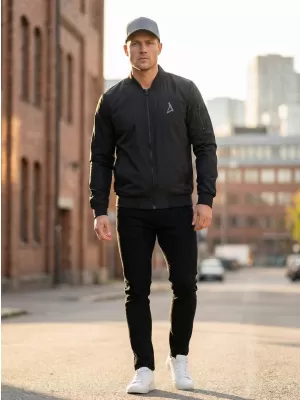 Pánska bomber bunda ALTISPORT BYB/ALM002BY045 ČIERNA A STRIEBORNÁ