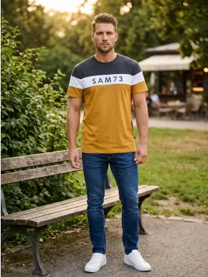 Pánske tričko SAM 73 KAVIX MT 815 SVETLO hnedá