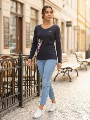 Dámske tričko s dlhým rukávom ALTISPORT CARRYOVER ALW137169 NÁMORNÍCKA MODRÁ