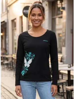 Dámske tričko s dlhým rukávom ALTISPORT CARRYOVER ALW137169 ČIERNA A MODRÁ