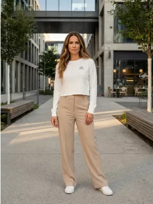 Dámska crop top mikina ALTISPORT BYB/ALW056BY131 BIELA