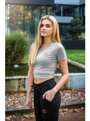 Dámske tričko s crop topom ALTISPORT BYB/ALW056BY042 SIVÁ