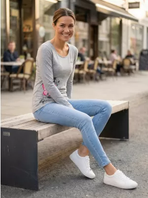 Dámske tričko s dlhým rukávom ALTISPORT CARRYOVER ALW137169 TMAVOSIVÝ MELÍR