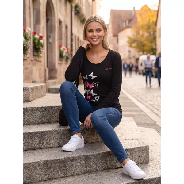  Dámske tričko s dlhým rukávom ALTISPORT CARRYOVER ALW134169 ČIERNA RUŽOVÁ 