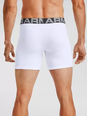 Pánske boxerky UNDER ARMOUR CHARGED COTTON 6IN 3 PACK 1363617-100 BIELA