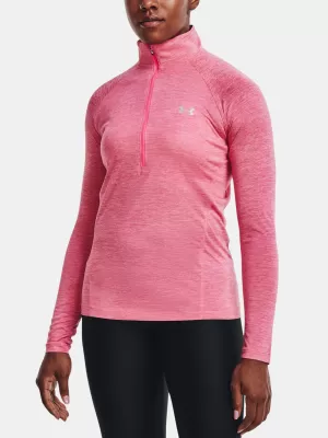 Dámske tričko UNDER ARMOUR TECH 1/2 ZIP - TWIST 1320128-676 RUŽOVÁ