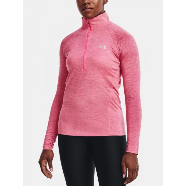  Dámske tričko UNDER ARMOUR TECH 1/2 ZIP - TWIST 1320128-676 RUŽOVÁ 