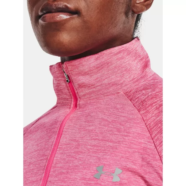  Dámske tričko UNDER ARMOUR TECH 1/2 ZIP - TWIST 1320128-676 RUŽOVÁ 
