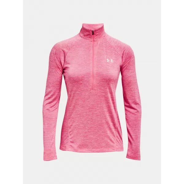  Dámske tričko UNDER ARMOUR TECH 1/2 ZIP - TWIST 1320128-676 RUŽOVÁ 