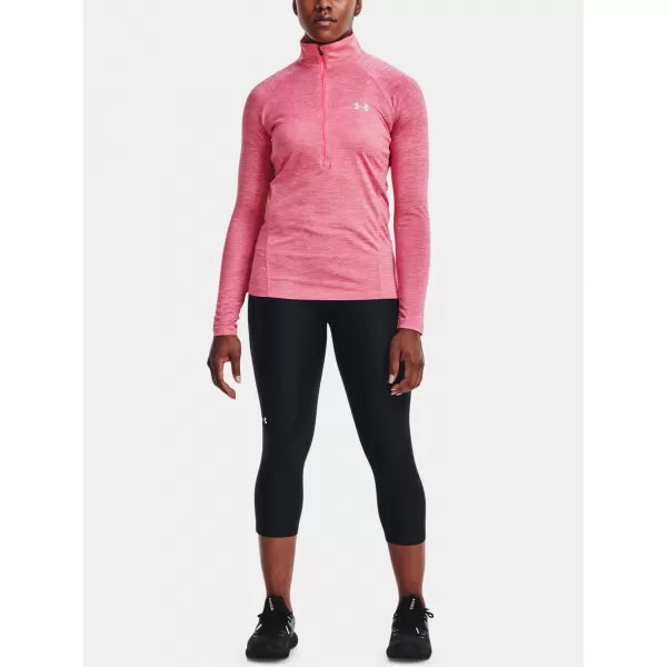  Dámske tričko UNDER ARMOUR TECH 1/2 ZIP - TWIST 1320128-676 RUŽOVÁ 