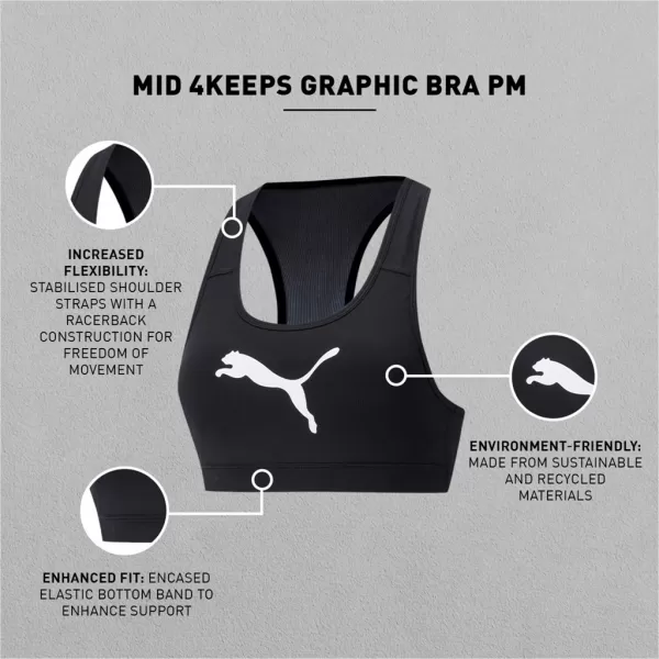  Dámska podprsenka PUMA MID IMPACT 4KEEPS GRAPHIC BRA PM 520306-90 BLACK 