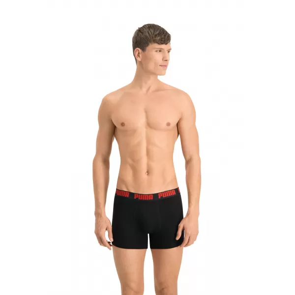  Pánske boxerky PUMA BASIC BOXER 2P 90682309 RED/BLACK 
