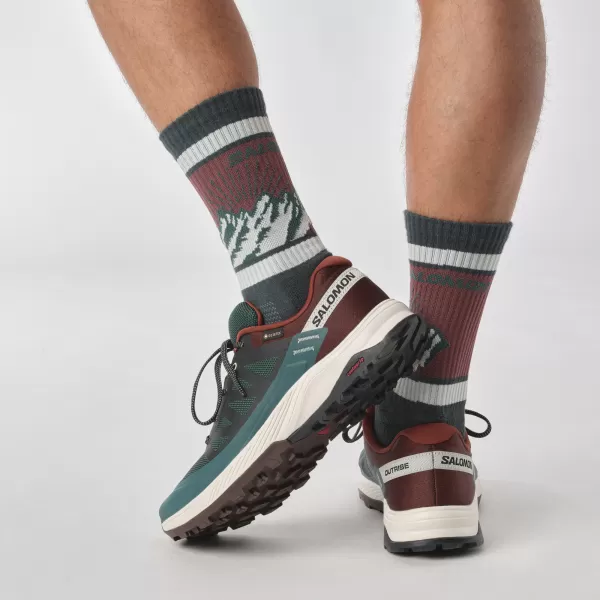  Pánske topánky SALOMON OUTRISE GORE-TEX L47142100 BOROVICA PONDEROSA/HORKÁ ČOKOLÁDA/VANILKOVÝ ĽAD 
