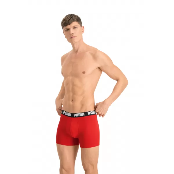  Pánske boxerky PUMA BASIC BOXER 2P 90682309 RED/BLACK 