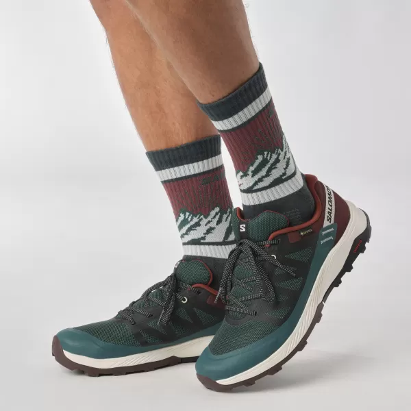  Pánske topánky SALOMON OUTRISE GORE-TEX L47142100 BOROVICA PONDEROSA/HORKÁ ČOKOLÁDA/VANILKOVÝ ĽAD 